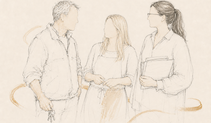 Illustration eines Teams aus Verwaltung und Schulorganisation
